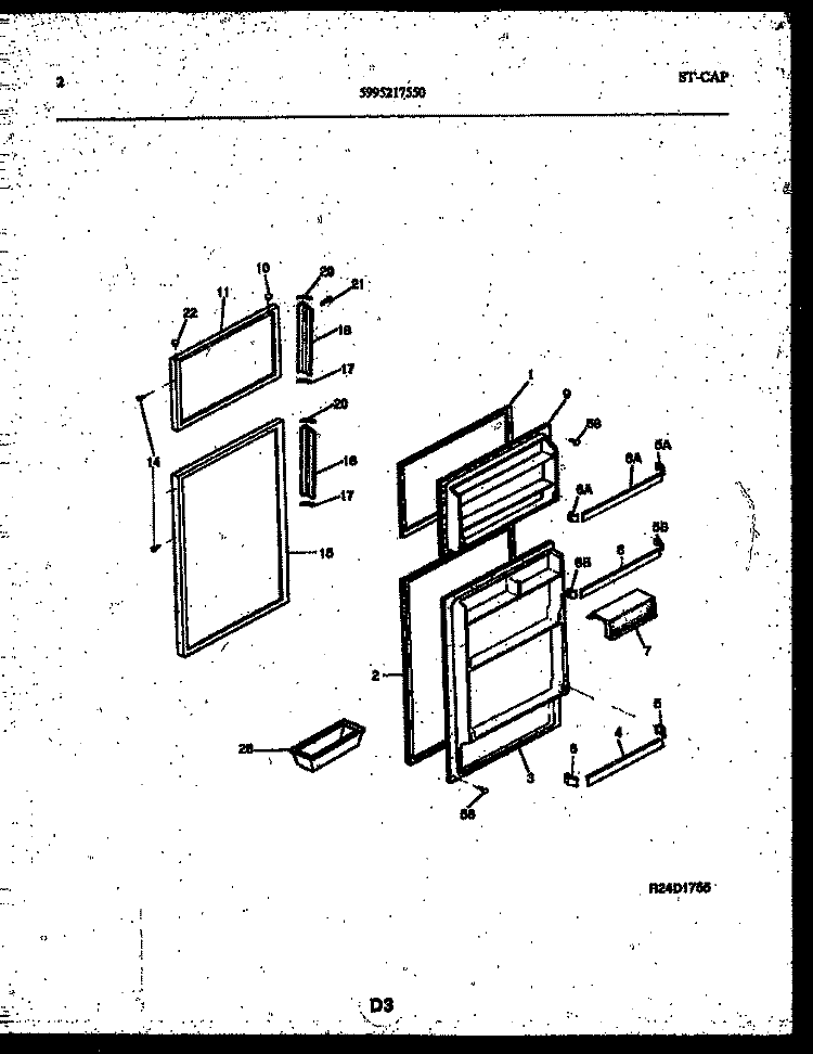 DOOR PARTS Diagram and Parts List for ATG175NCD0  Frigidaire Refrigerator