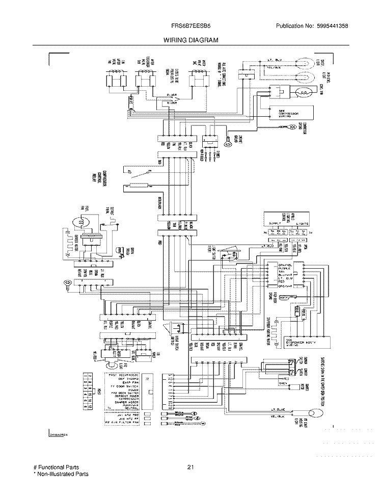 WIRING DIAGRAM Diagram and Parts List for FRS6B7EESB5  Frigidaire Refrigerator