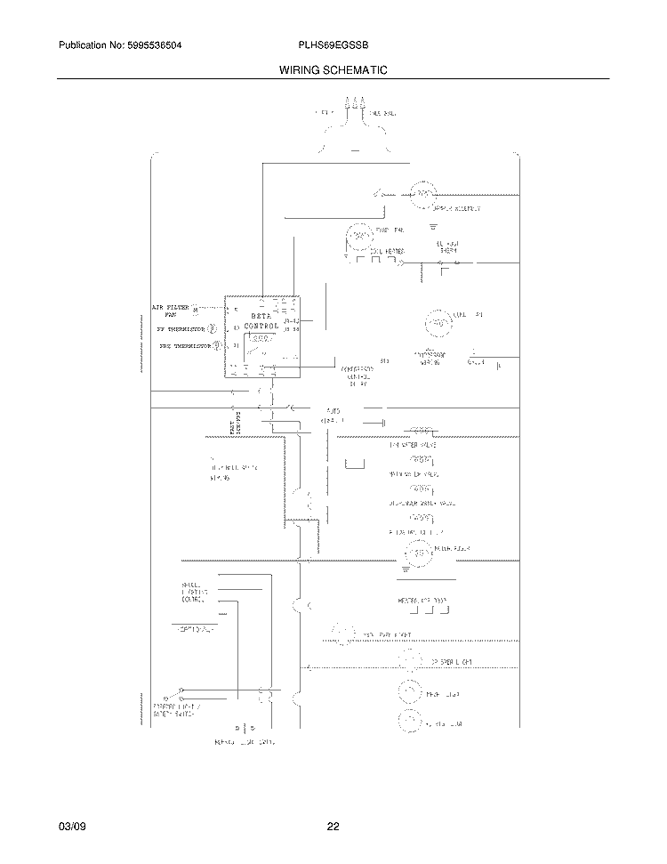 WIRING SCHEMATIC Diagram and Parts List for PLHS69EGSSB  Frigidaire Refrigerator
