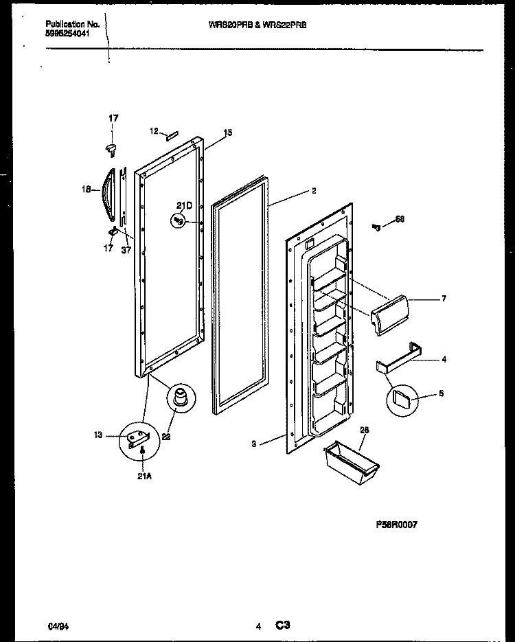 REFRIGERATOR DOOR PARTS Diagram and Parts List for WRS22PRBD0  Frigidaire Refrigerator