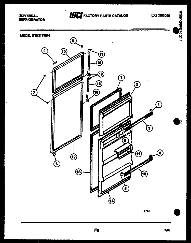 DOOR PARTS Diagram and Parts List for GTN217WHD4  Frigidaire Refrigerator