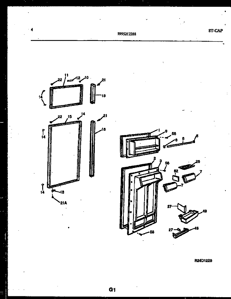 DOOR PARTS Diagram and Parts List for 95-1991-00-00  Tappan Refrigerator