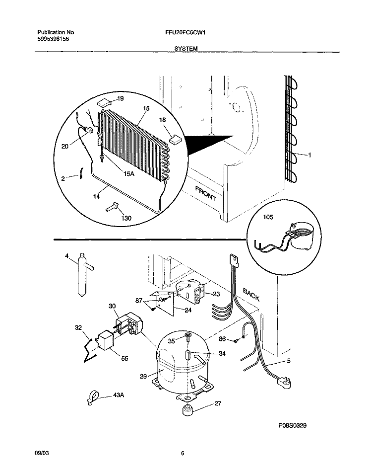 SYSTEM Diagram and Parts List for FFU20FC6CW1  Frigidaire Freezer