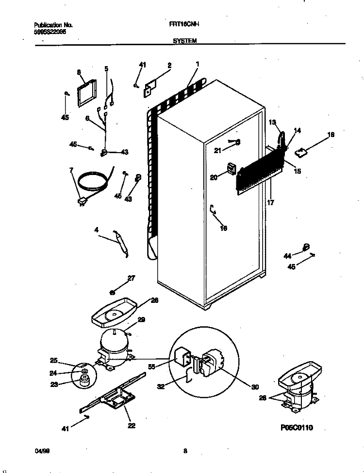 SYSTEM Diagram and Parts List for FRT16CNHD3  Frigidaire Refrigerator