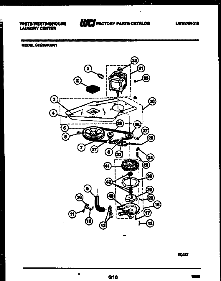 WASHER DRIVE SYSTEM AND PUMP Diagram and Parts List for SM230MXW1  Frigidaire Washer