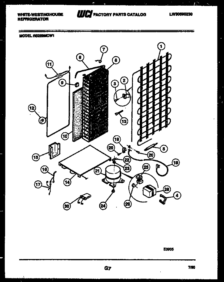 SYSTEM AND AUTOMATIC DEFROST PARTS Diagram and Parts List for RS220MCW1  Frigidaire Refrigerator