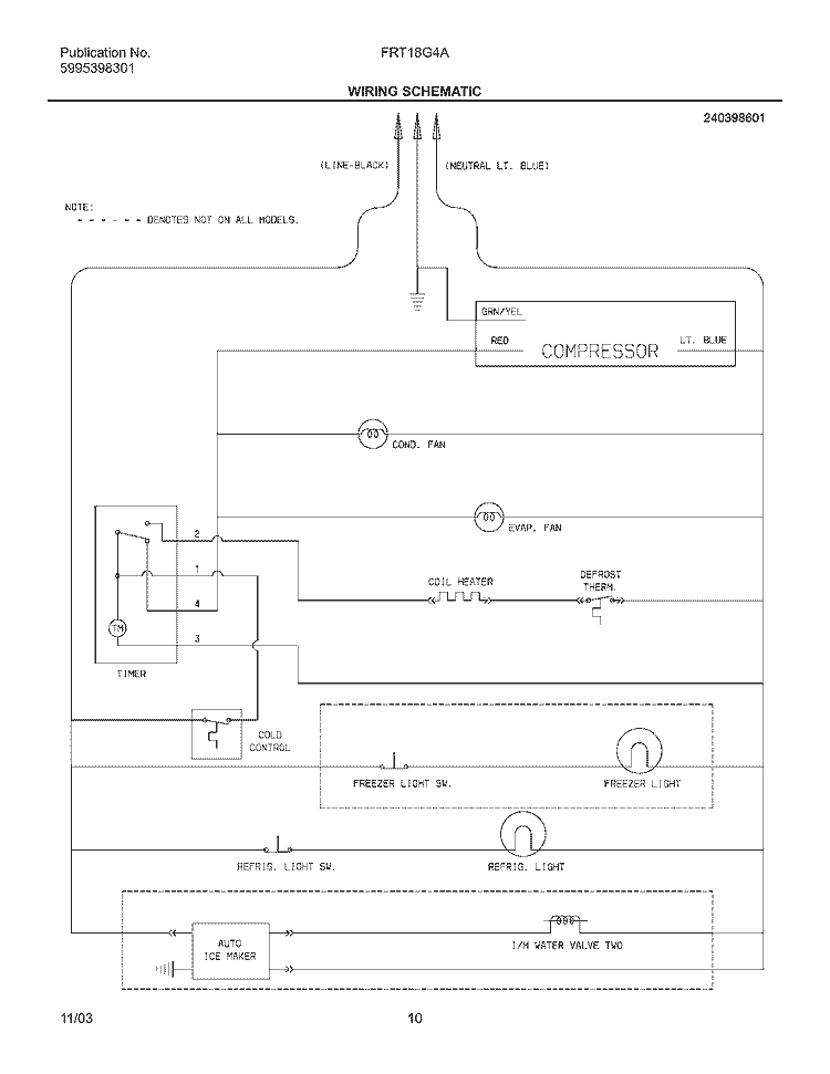 WIRING SCHEMATIC Diagram and Parts List for FRT18G4AQB  Frigidaire Refrigerator