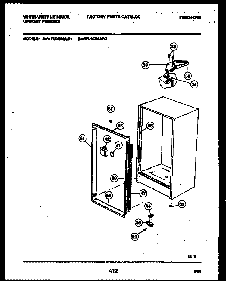 CABINET PARTS Diagram and Parts List for WFU09M2AW1  Frigidaire Freezer
