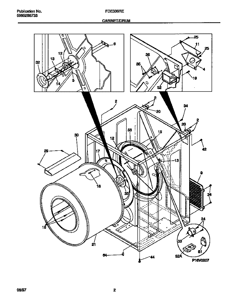 CABINET / DRUM Diagram and Parts List for FDE336RET1  Frigidaire Dryer