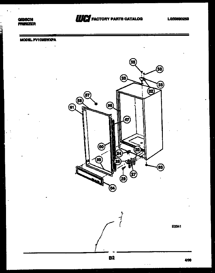 CABINET PARTS Diagram and Parts List for FV10M2WXFA  Gibson Freezer