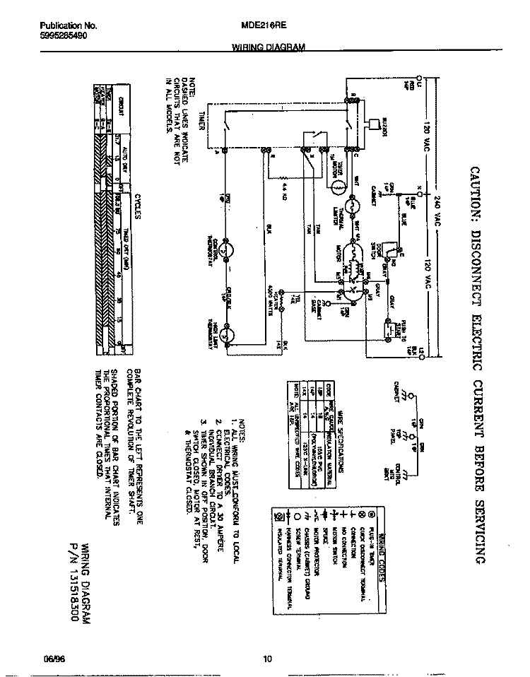 WIRING DIAGRAM Diagram and Parts List for MDE216RED0  Frigidaire Dryer