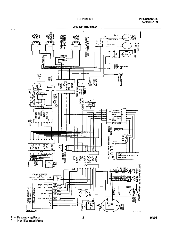 WIRING DIAGRAM Diagram and Parts List for FRS26KF6CB0  Frigidaire Refrigerator