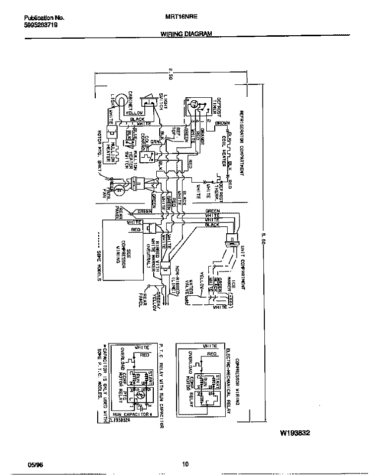 WIRING DIAGRAM Diagram and Parts List for MRT16NRED0  Frigidaire Refrigerator