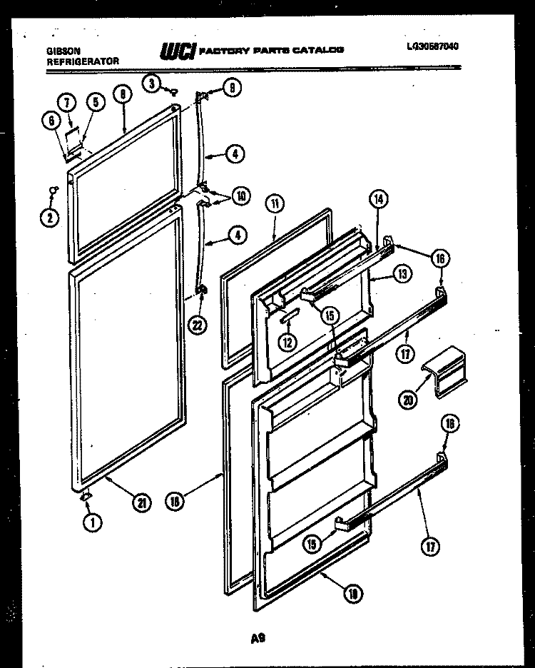 DOOR PARTS Diagram and Parts List for RT19F8WT3A  Gibson Refrigerator
