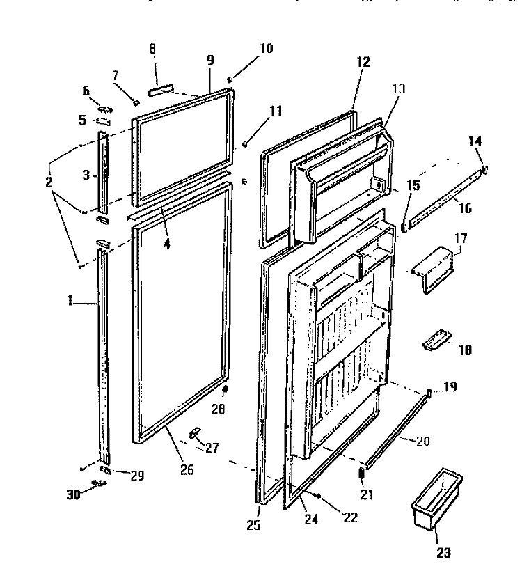 DOOR Diagram and Parts List for RT170GCH4  Frigidaire Refrigerator