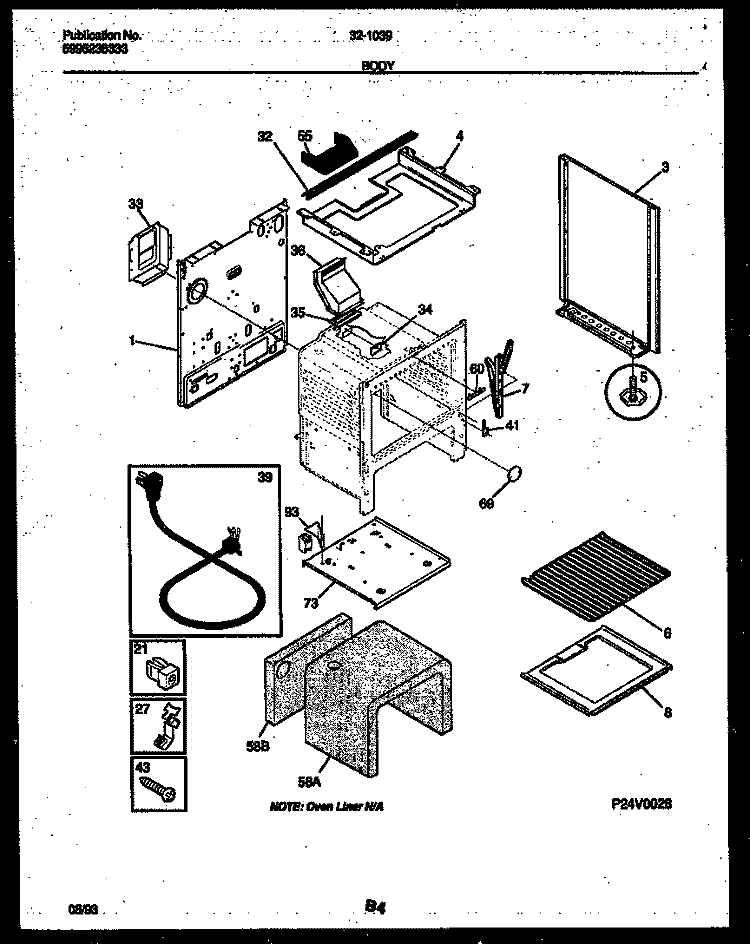 BODY PARTS Diagram and Parts List for 32-1039-23-09  Tappan Range