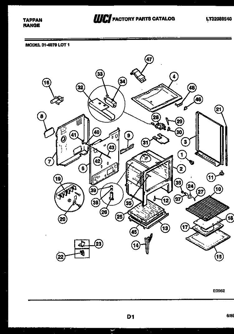 BODY PARTS Diagram and Parts List for 31-4979-00-01  Tappan Range