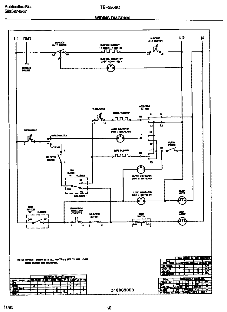 WIRING DIAGRAM Diagram and Parts List for TEF350SCDB  Tappan Range