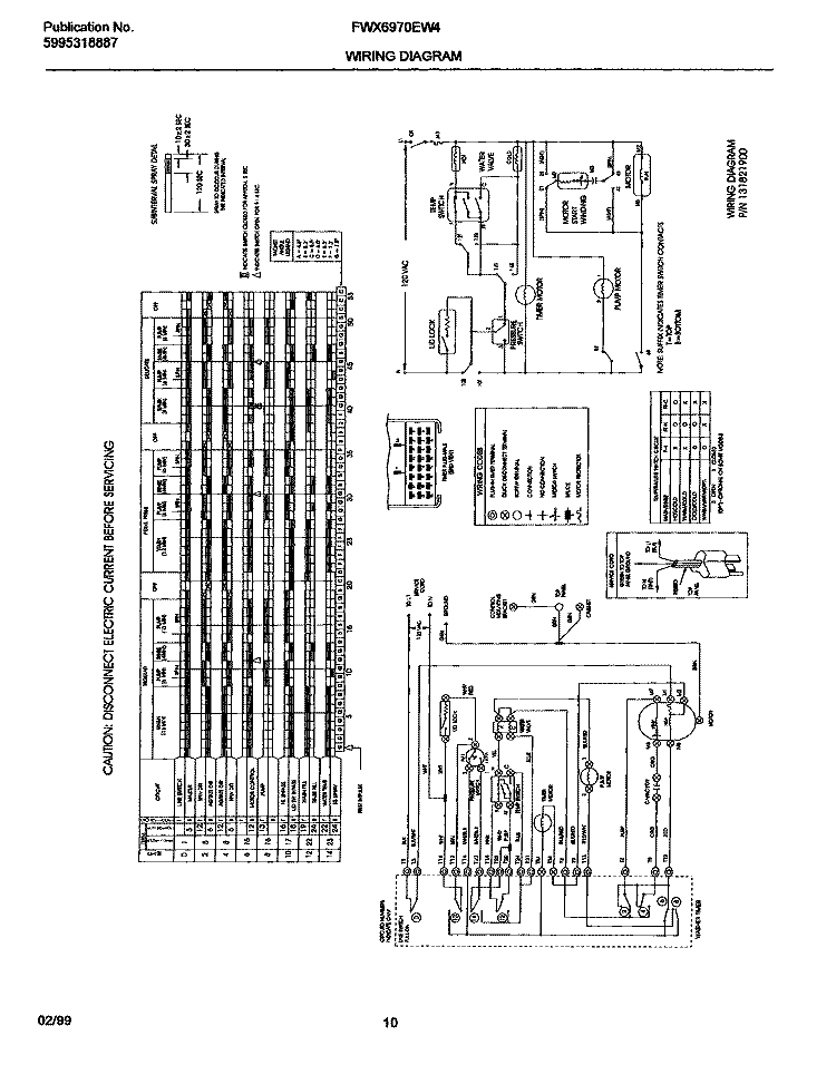 WIRING DIAGRAM Diagram and Parts List for FWX6970EW4  Frigidaire Washer
