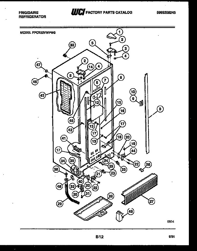 CABINET PARTS Diagram and Parts List for FPCE22VWPL0  Frigidaire Refrigerator