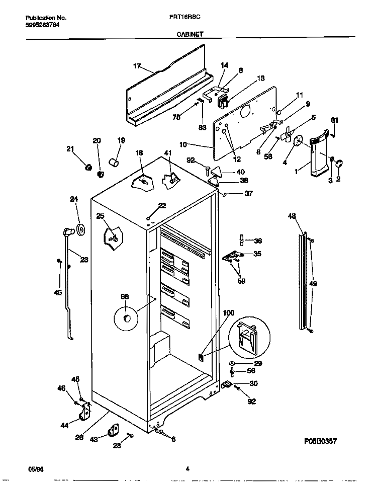 CABINET Diagram and Parts List for FRT16RSCD3  Frigidaire Refrigerator