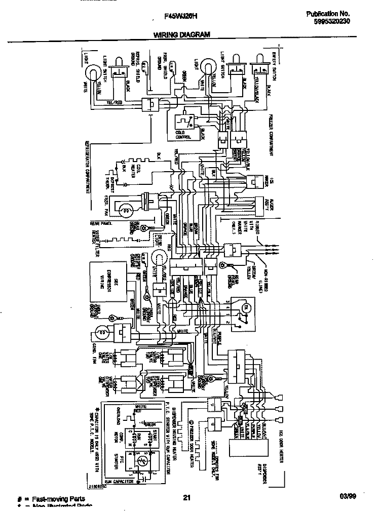 WIRING DIAGRAM Diagram and Parts List for F45WJ26HW0  Frigidaire Refrigerator
