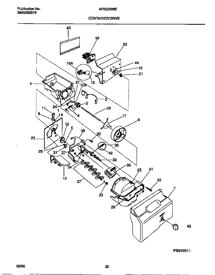 CONTAINER / DRIVE Diagram and Parts List for MRS26WIED1  Frigidaire Refrigerator