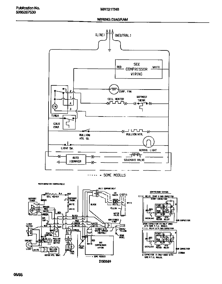 WIRING DIAGRAM Diagram and Parts List for MRT21TNBW2  Frigidaire Refrigerator