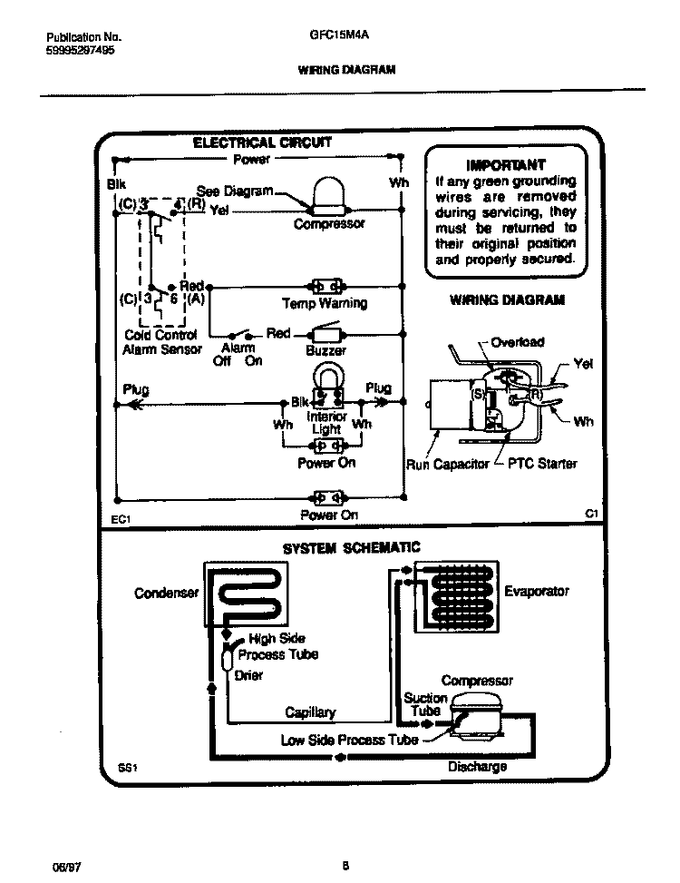WIRING DIAGRAM Diagram and Parts List for GFC15M4AW4  Gibson Freezer