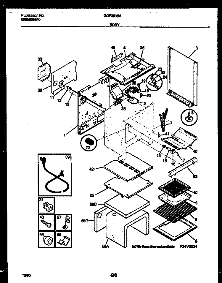 BODY PARTS Diagram and Parts List for GGF353SAWA  Gibson Range