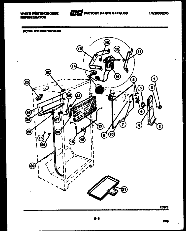 INNER PARTS Diagram and Parts List for RT175GLH3  Frigidaire Refrigerator