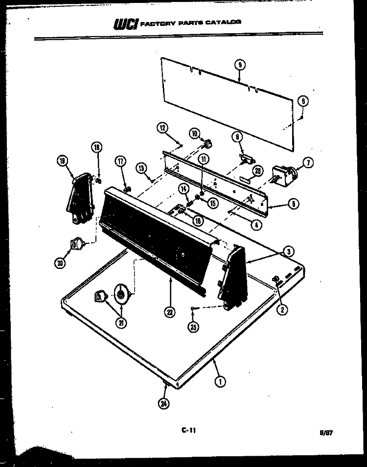 CONSOLE AND CONTROL PARTS Diagram and Parts List for 49-2827-23-01  Tappan Dryer