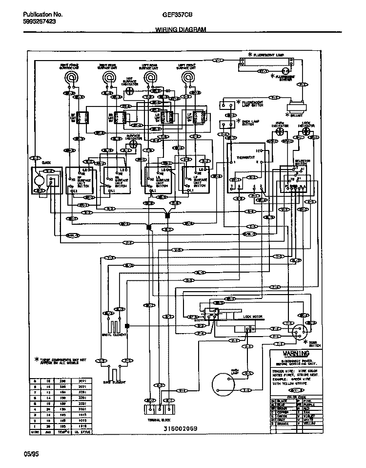 WIRING DIAGRAM Diagram and Parts List for GEF357CBTB  Gibson Range
