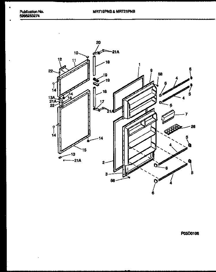DOOR PARTS Diagram and Parts List for MRT19PNBD0  Uni Refrigerator