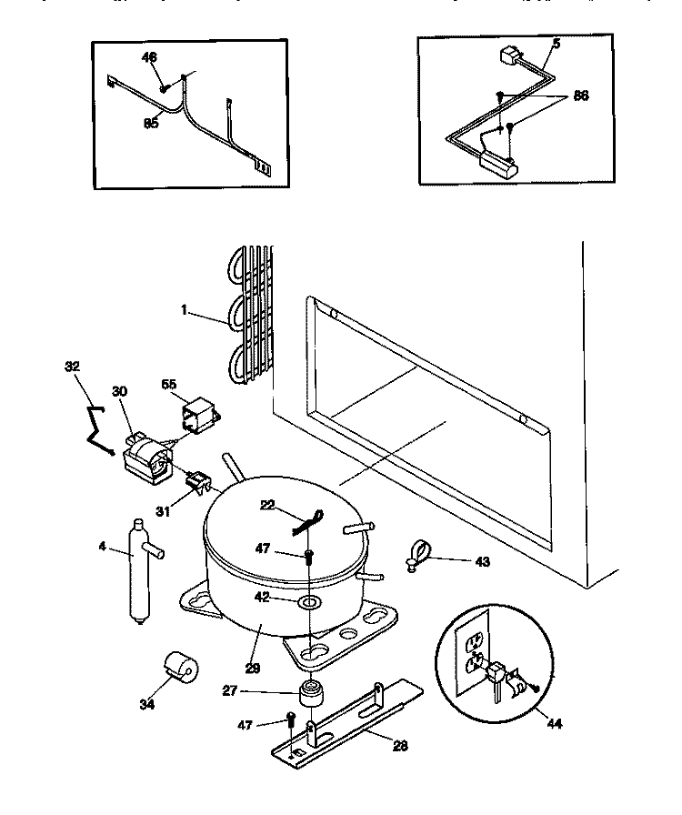 SYSTEM Diagram and Parts List for F81M207CW2  Frigidaire Freezer