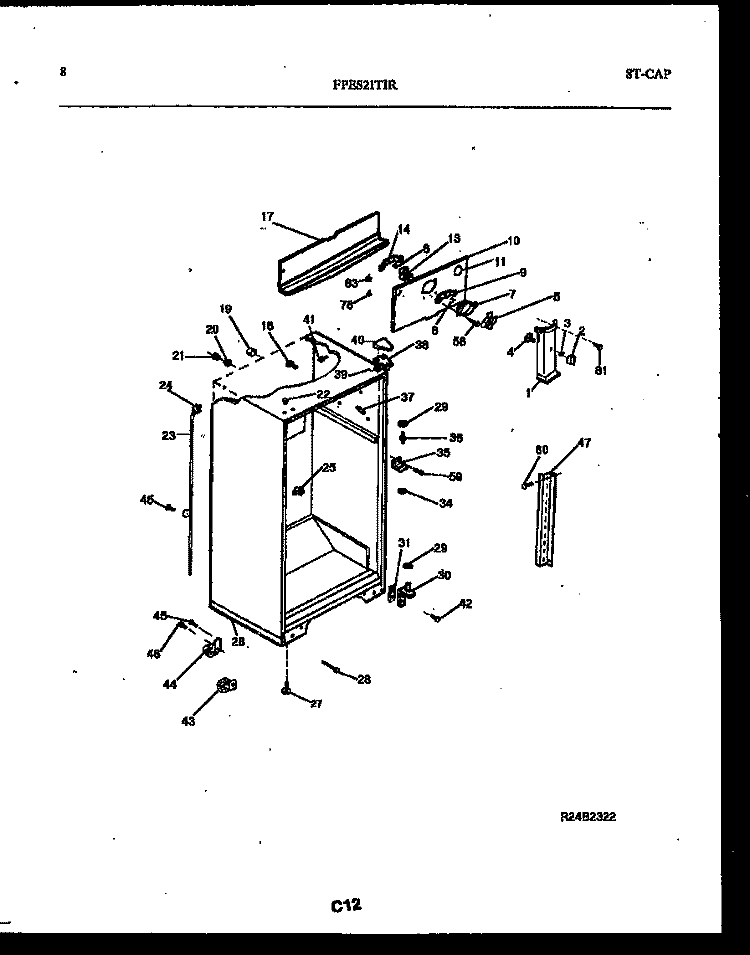CABINET PARTS Diagram and Parts List for FPES21TIRW0  Frigidaire Refrigerator