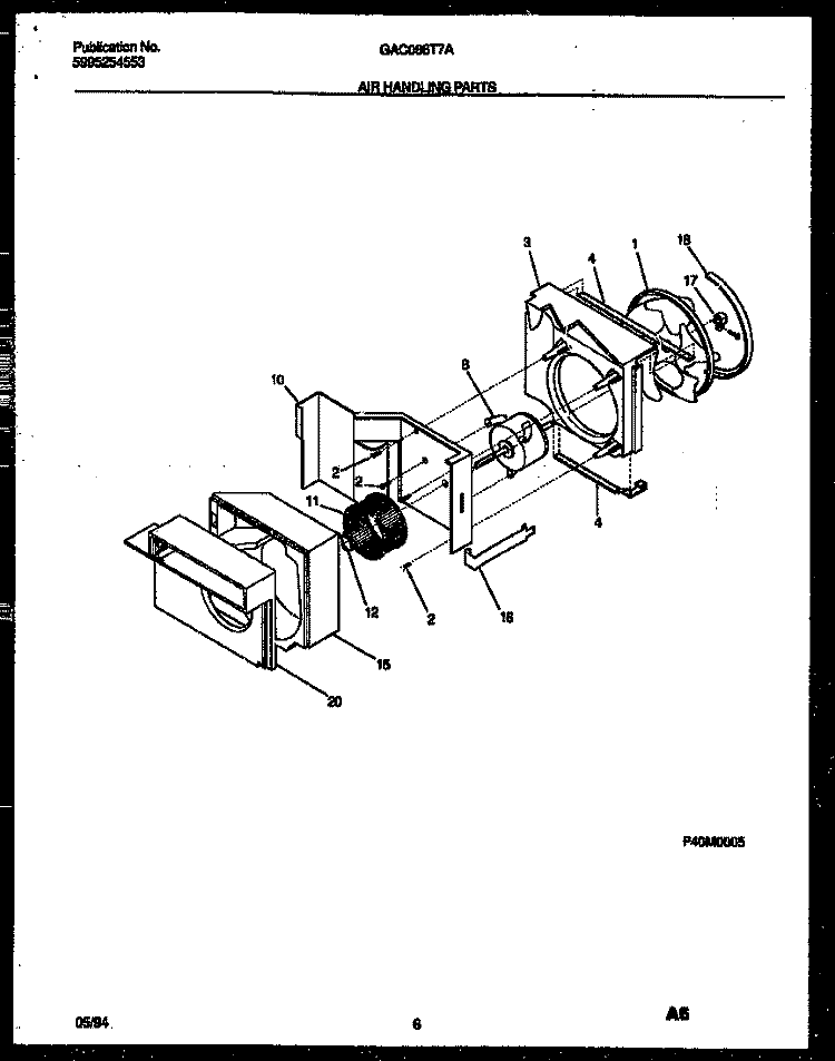 AIR HANDLING PARTS Diagram and Parts List for GAC086T7A2  Gibson Air Conditioner