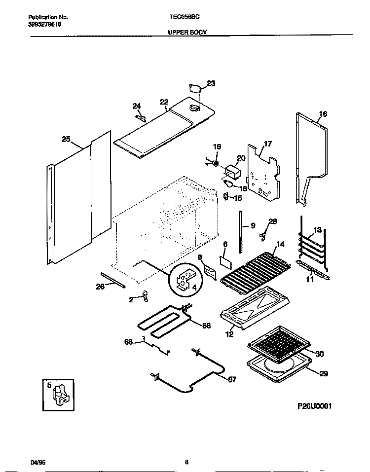 UPPER BODY Diagram and Parts List for TEO356BCWC  Tappan Range