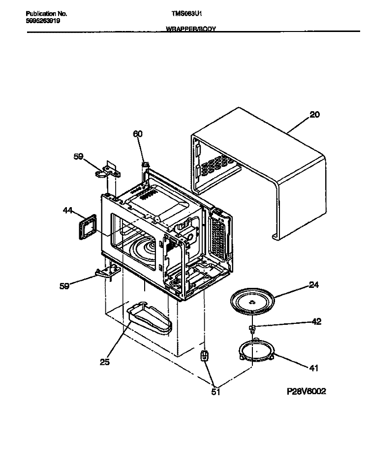 WRAPPER / BODY Diagram and Parts List for TMS083U1S0  Tappan Microwave