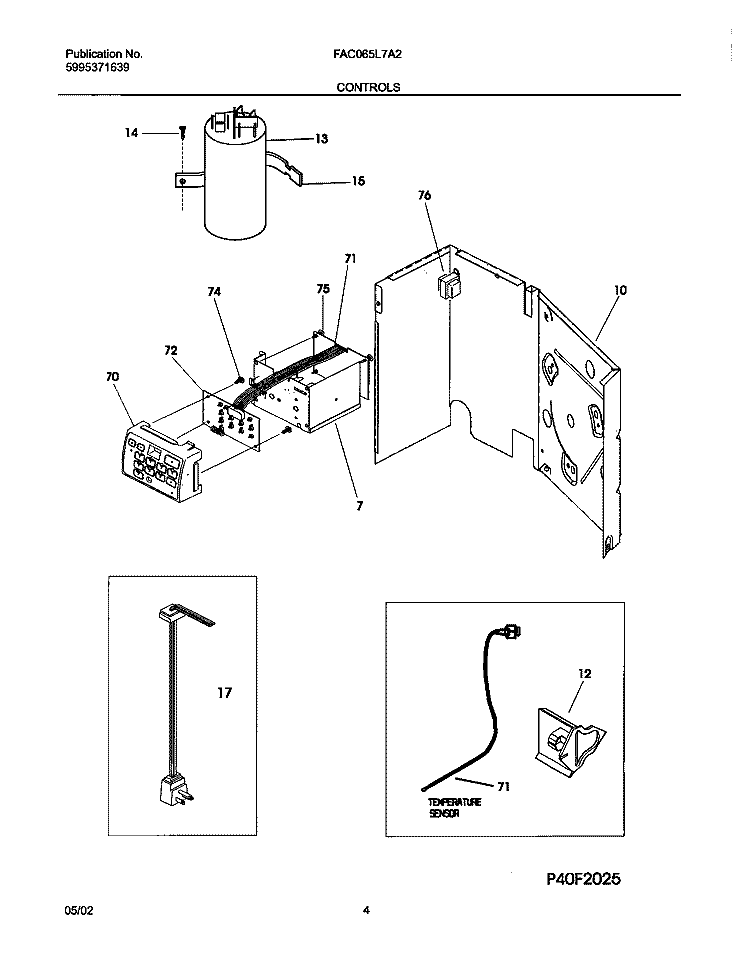 CONTROLS Diagram and Parts List for FAC065L7A2  Frigidaire Air Conditioner