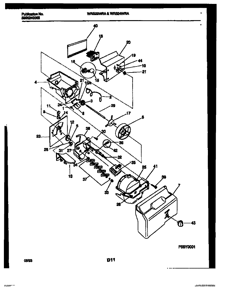 ICE DISPENSER Diagram and Parts List for WRS22WRAW0  Frigidaire Refrigerator