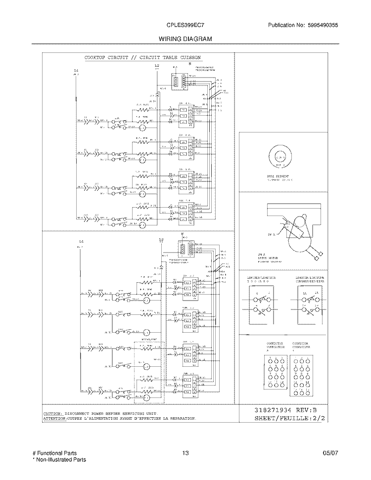 WIRING DIAGRAM Diagram and Parts List for CPLES399EC7  Frigidaire Wall Oven