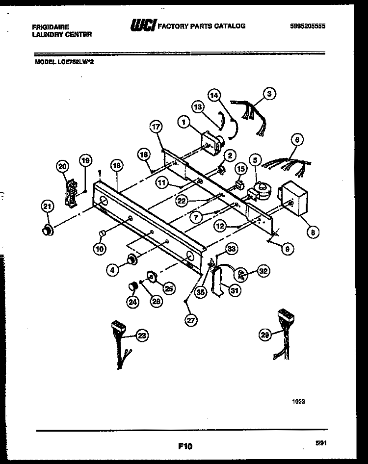 CONSOLE AND CONTROL PARTS Diagram and Parts List for LCE752LL2  Frigidaire Washer Dryer Combo