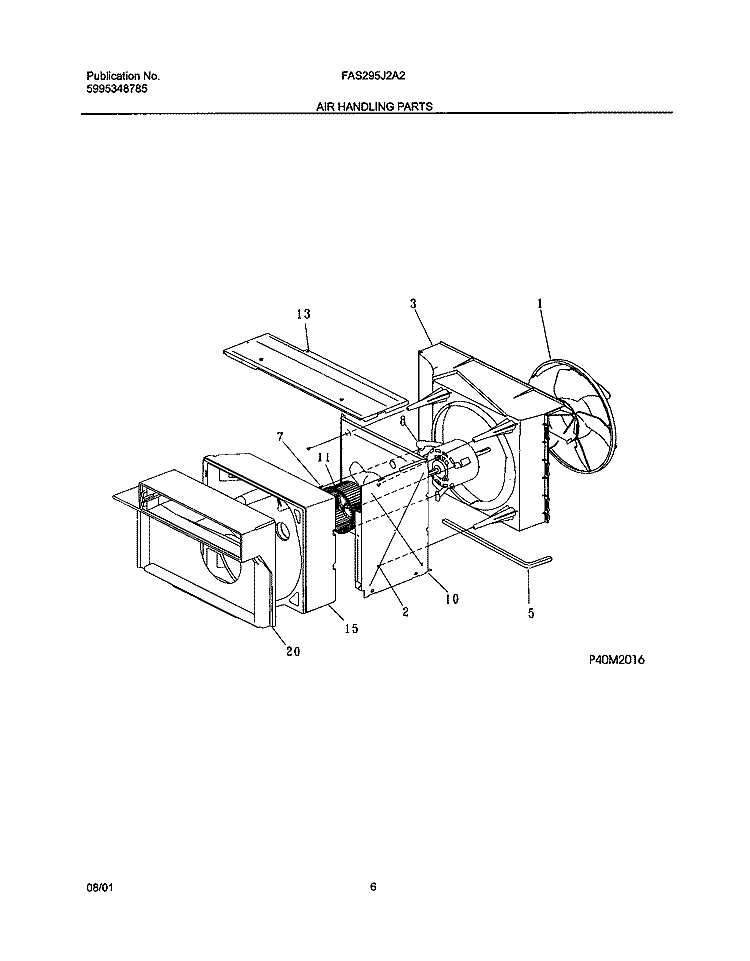 AIR HANDLING Diagram and Parts List for FAS295J2A2  Frigidaire Air Conditioner