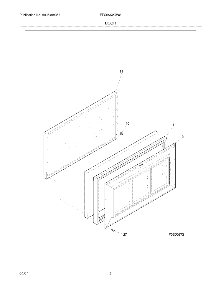 DOOR Diagram and Parts List for FFC05K2CW2  Frigidaire Freezer