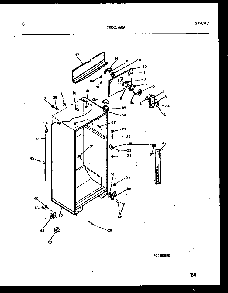 CABINET PARTS Diagram and Parts List for FPES19TIPW0  Frigidaire Refrigerator