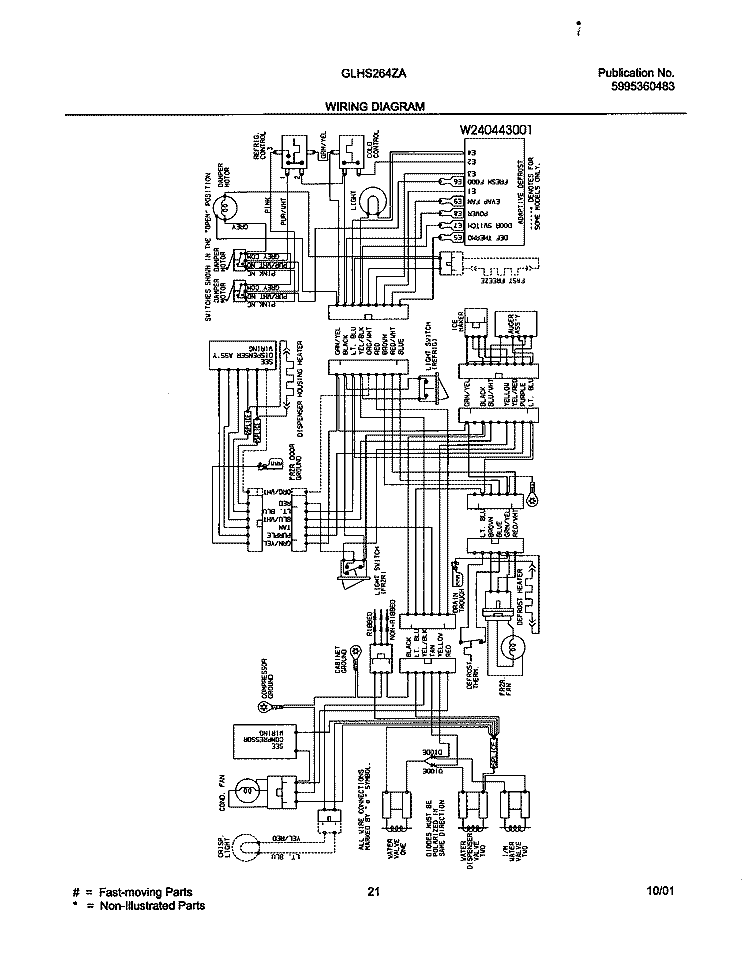 WIRING DIAGRAM Diagram and Parts List for GLHS264ZAW0  Frigidaire Refrigerator