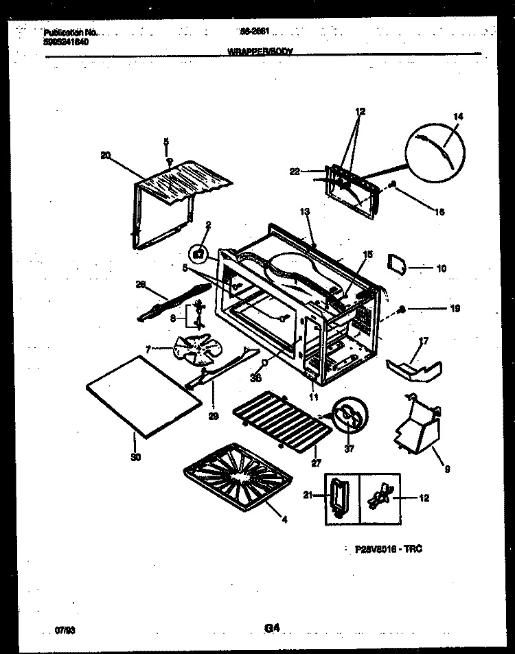 WRAPPER AND BODY PARTS Diagram and Parts List for 56-2661-10-05  Tappan Microwave