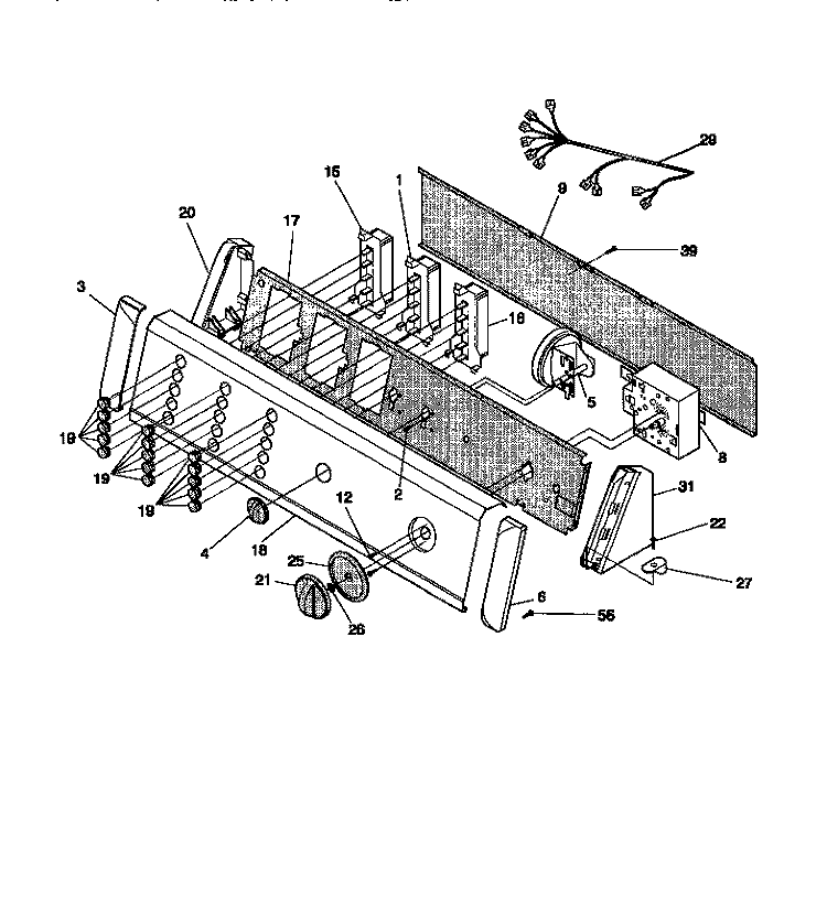 CONTROL PANEL Diagram and Parts List for FWS845GCS1  Frigidaire Washer