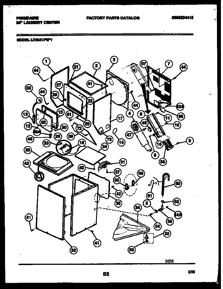 CABINET PARTS AND HEATER Diagram and Parts List for LCE441PL1  Frigidaire Washer
